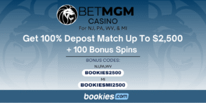 BetMGM Casino Bonus Code BOOKIES2500: $2,500 Match Bonus + 100 Free Spins (Jan. 30)