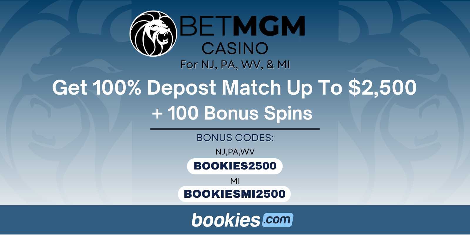 BetMGM Casino Bonus Code BOOKIES2500: Unlock $2.5K Match Bonus + 100 Free Spins (Nov. 4)