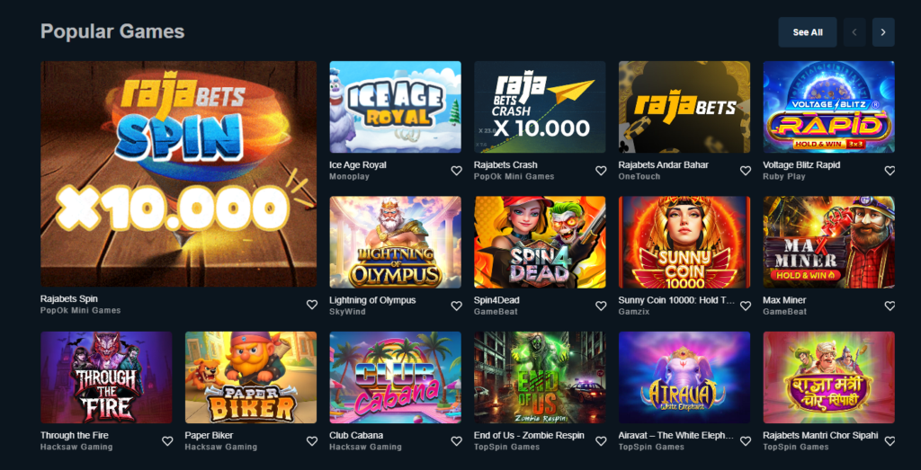 Rajabets India Casino Games