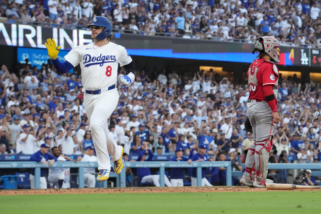 Los Angeles Dodgers first baseman Kike Hernandez (8). Kirby Lee-Imagn Images