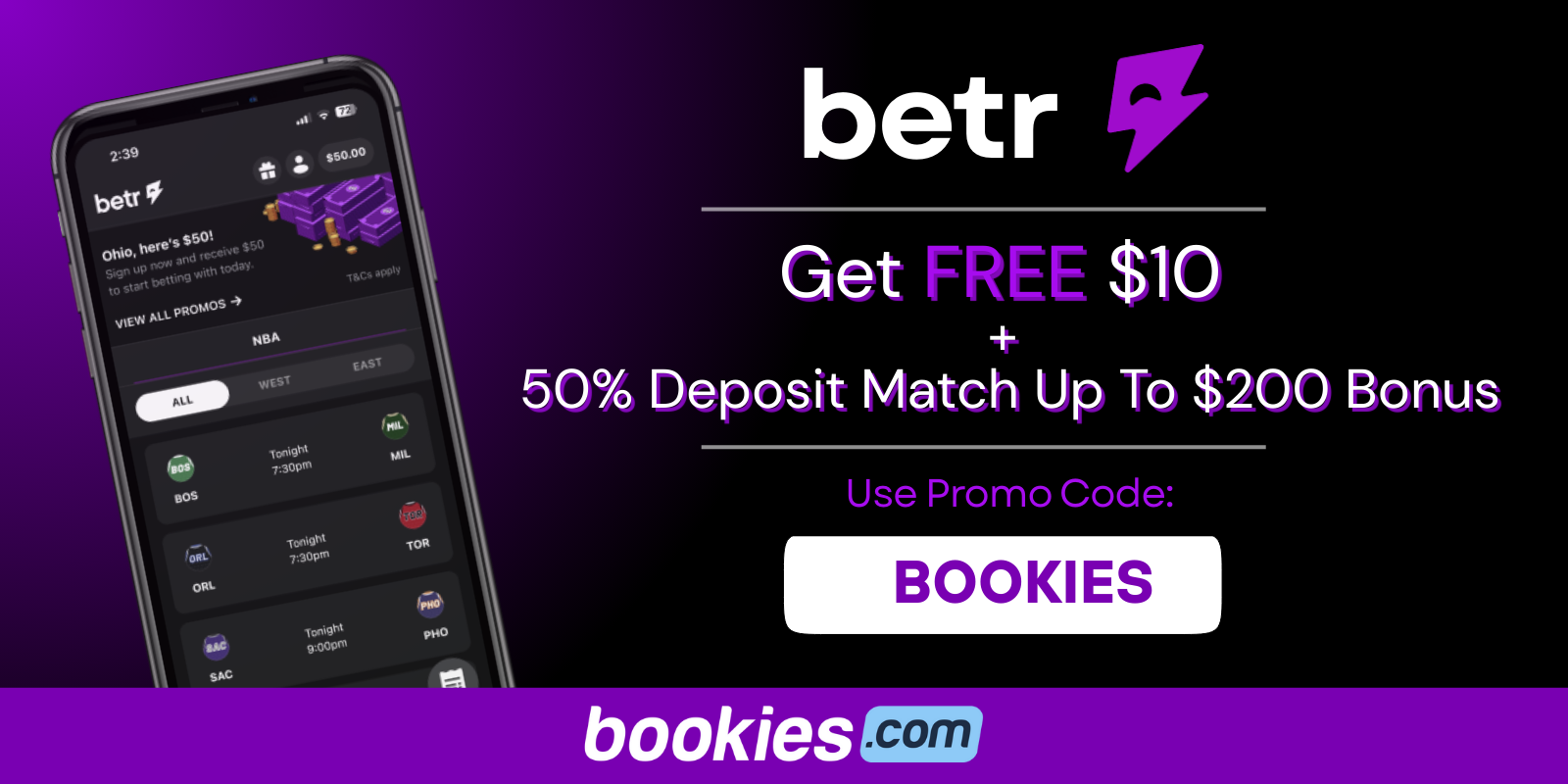 Free Sports Bet No Deposit Score $10 No Deposit Bonus From Betr